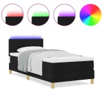vidaXL Κρεβάτι με Βάση με Στρώμα & LED Μαύρο 90x200 εκ. Ύφασμα