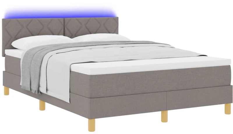 vidaXL Κρεβάτι Box Spring με Στρώμα & LED Ταπάζ 140x190 εκ. Υφάσματος