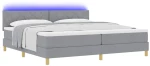 vidaXL Κρεβάτι με Στρώμα & LED Ανοιχτό Γκρι 200x200 εκ. Ύφασμα