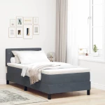 κρεβάτι box spring vidaXL με στρώμα και LED σκούρο γκρι 100x200 εκ. βελούδο