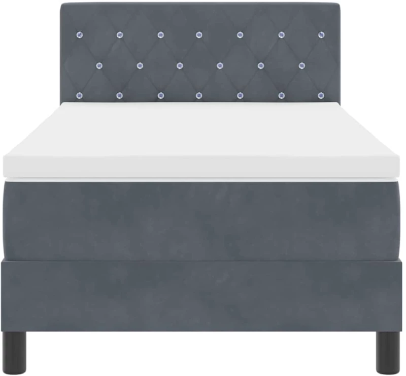κρεβάτι box spring vidaXL με στρώμα και LED σκούρο γκρι 100x200 εκ. βελούδο