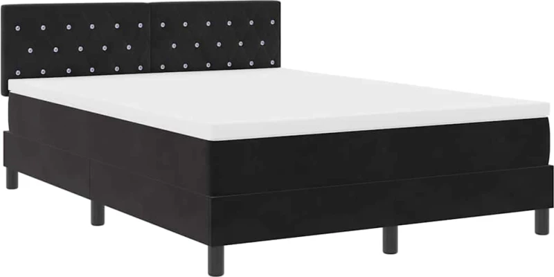 κρεβάτι Box Spring με στρώμα και LED vidaXL Μαύρο 160x200 εκ Βελούδο