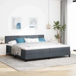 κρεβάτι Box Spring με στρώμα & LED vidaXL Σκούρο Γκρι 200x200 εκ Βελούδο