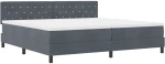 κρεβάτι Box Spring με στρώμα & LED vidaXL Σκούρο Γκρι 200x200 εκ Βελούδο