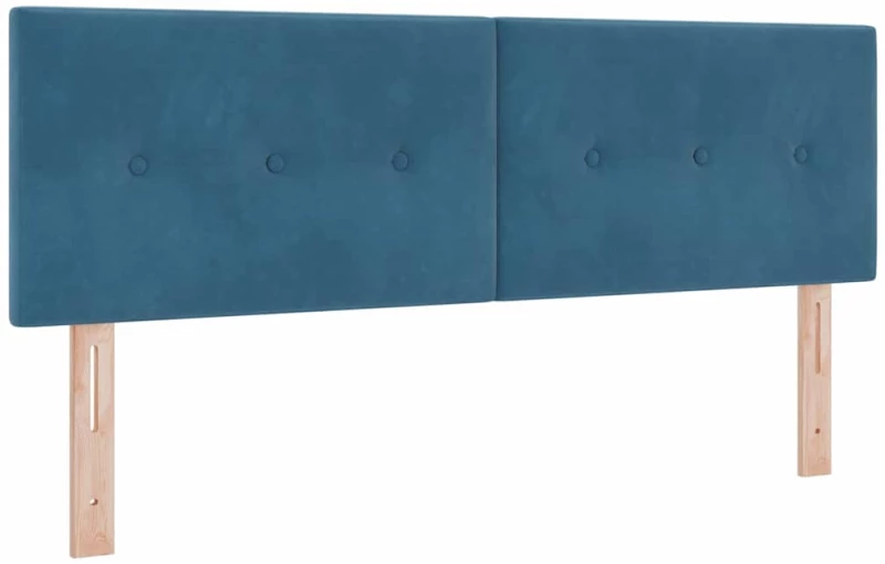 vidaXL Κρεβάτι Box Spring με Ματρύτα & LED Σκούρο Μπλε 140x200 εκ Βελούδο