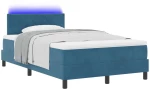 vidaXL Κρεβάτι με Στρώμα & LED Σκούρο Μπλε 120x190 εκ. Βελούδο