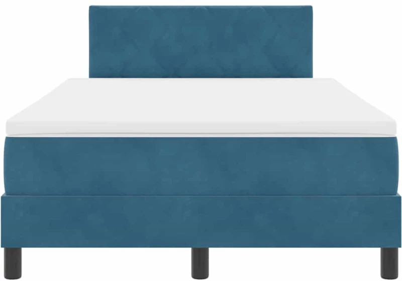 vidaXL Κρεβάτι με Στρώμα & LED Σκούρο Μπλε 120x190 εκ. Βελούδο
