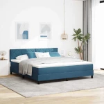 vidaXL Κρεβάτι με Στρώμα & LED Σκούρο Μπλε 180x200 εκ Βελούδο