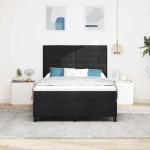 vidaXL Κρεβάτι με ελατήρια και στρώμα & LED - Μαύρο, 140 x 200 εκ, Καπιτονέ