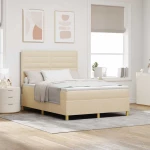 vidaXL Κρεβάτι Σπαστής Βάσης με Στρώμα & LED Κρεμ 140x200 εκ. Ύφασμα
