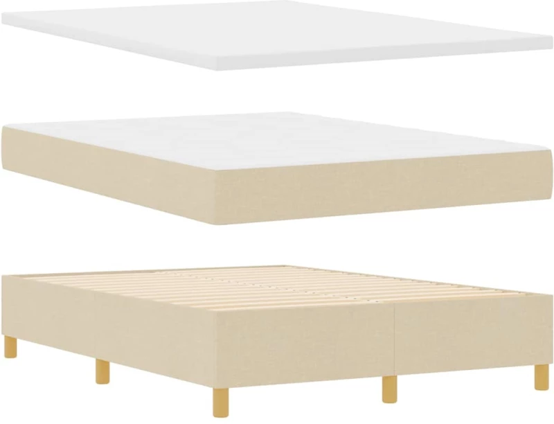 vidaXL Κρεβάτι Σπαστής Βάσης με Στρώμα & LED Κρεμ 140x200 εκ. Ύφασμα