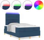 vidaXL Κρεβάτι με Στρατώνα και Στρώμα & LED Μπλε 120x200 εκ. Ύφασμα