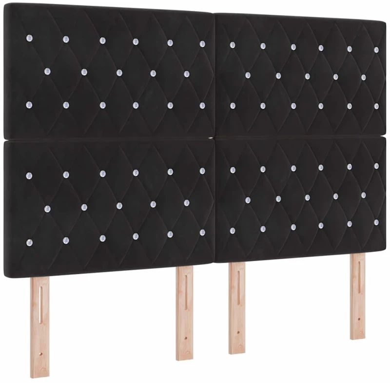 κρεβάτι Box Spring με στρώμα και LED vidaXL Μαύρο 140x200 εκ Βελούδο