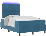 κρεβάτι Box Spring vidaXL με στρώμα & LED σκούρο μπλε 120x200 εκ. από βελούδο