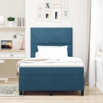 κρεβάτι Box Spring vidaXL με στρώμα & LED σκούρο μπλε 120x200 εκ. από βελούδο
