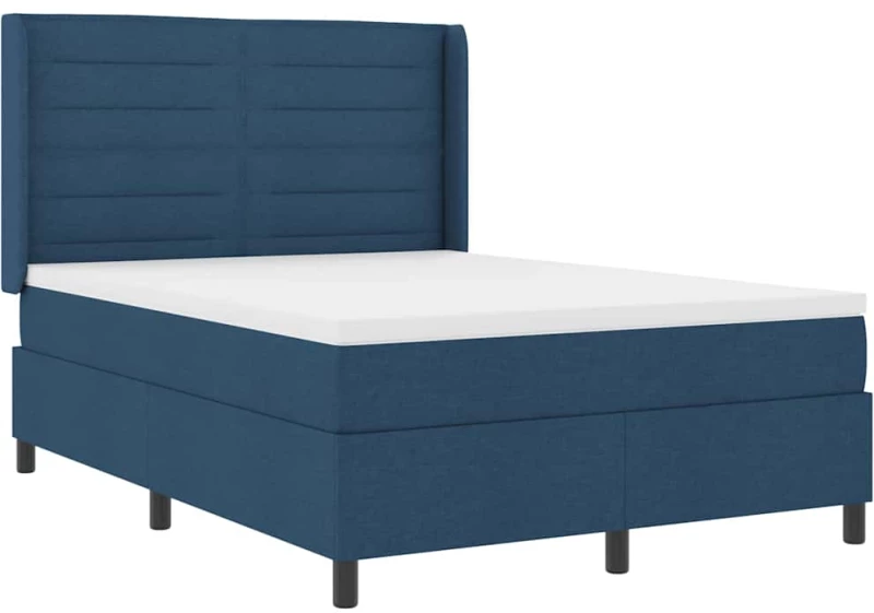 vidaXL Κρεβάτι Box Spring με Στρώμα & LED Μπλε 140x190 εκ. Ύφασμα
