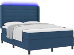 vidaXL Κρεβάτι Box Spring με Στρώμα & LED Μπλε 140x190 εκ. Ύφασμα