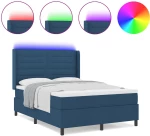 vidaXL Κρεβάτι Box Spring με Στρώμα & LED Μπλε 140x190 εκ. Ύφασμα