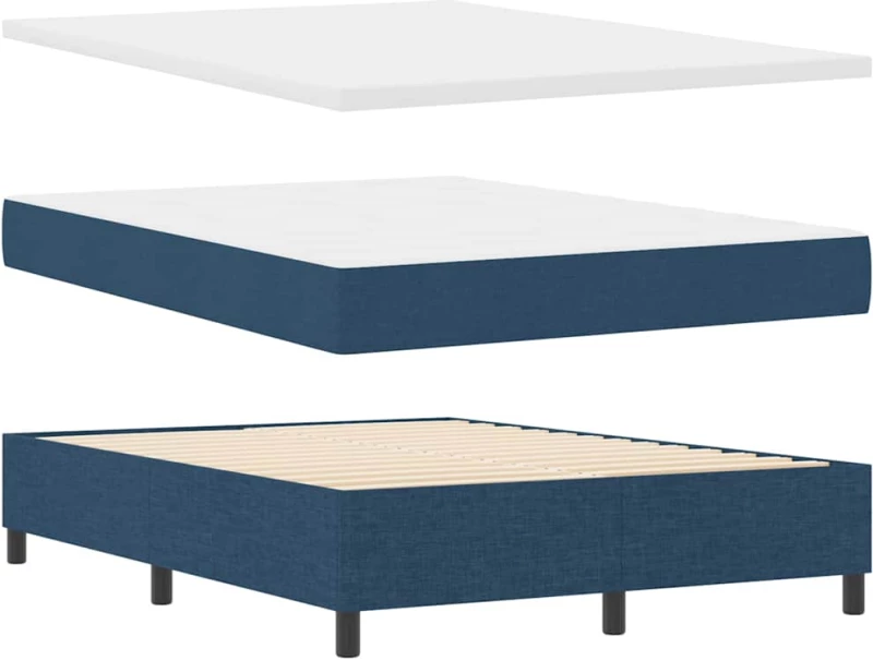 vidaXL Κρεβάτι Box Spring με Στρώμα & LED Μπλε 140x190 εκ. Ύφασμα