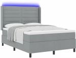 vidaXL Κρεβάτι με Ελατήρια, Στρώμα & LED σε Ανοιχτό Γκρι, 160x200 cm