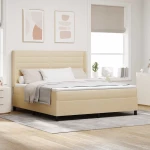 vidaXL Κρεβάτι με Στρώμα & LED Κρέμα 180x200 εκ. Ύφασμα