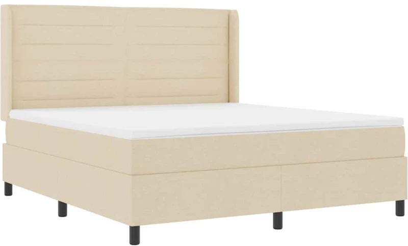 vidaXL Κρεβάτι με Στρώμα & LED Κρέμα 180x200 εκ. Ύφασμα