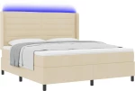 vidaXL Κρεβάτι με Στρώμα & LED Κρέμα 180x200 εκ. Ύφασμα
