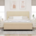 vidaXL Κρεβάτι με Στρώμα & LED Κρέμα 180x200 εκ. Ύφασμα