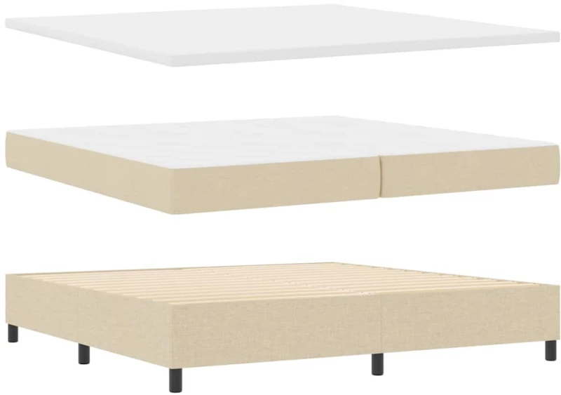 vidaXL Κρεβάτι Box Spring με Στρώμα & LED Κρεμ 200x200 εκ. Υφάσμα