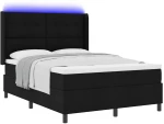 vidaXL Κρεβάτι με ελατήρια, στρώμα & LED, μαύρο, 160 x 200 εκ, ύφασμα.