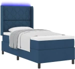 vidaXL Κρεβάτι με ελατήρια και στρώμα & LED Μπλε 100x200 εκ, Ύφασμα