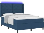 vidaXL κρεβάτι με ελατήρια και στρώμα & LED μπλε 140x190 εκ. ύφασμα