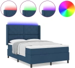 vidaXL κρεβάτι με ελατήρια και στρώμα & LED μπλε 140x190 εκ. ύφασμα