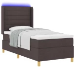 vidaXL Κρεβάτι με Στρώμα & LED Καφέ Σκούρο 80x200 εκ. Υφάσμα