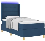 vidaXL Κρεβάτι με Σπαστή Βάση και Στρώμα & LED Μπλε 100x200 εκ. Ύφασμα