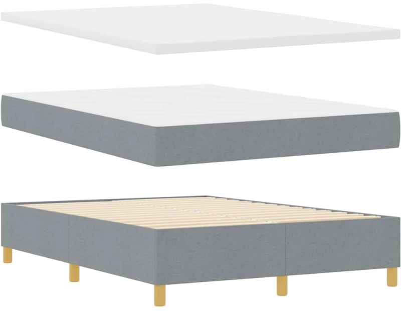 vidaXL Κρεβάτι Box Spring με Στρώμα & LED Φως Γκρι 140x200 εκ. Ύφασμα