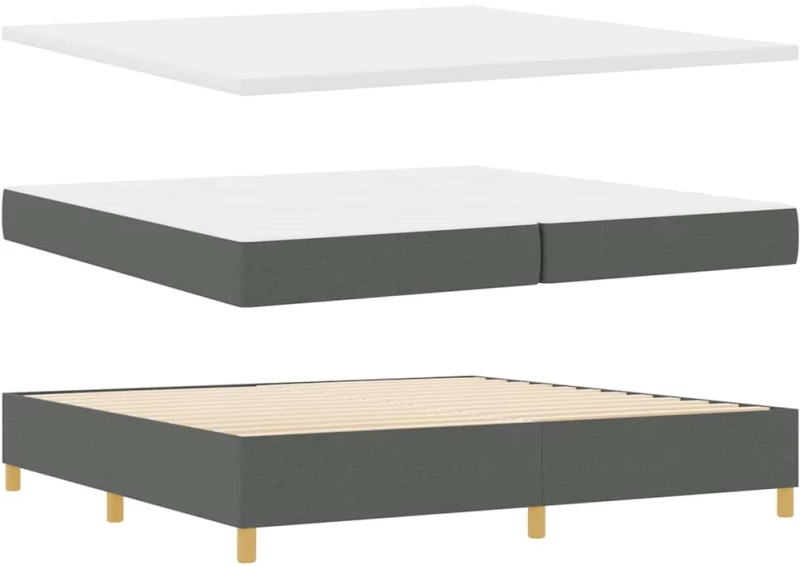 κρεβάτι Box Spring με στρώμα και LED vidaXL γκρι σκούρο 200x200 εκ ύφασμα