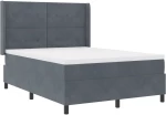 κρεβάτι Box Spring με στρώμα & LED vidaXL Σκούρο Γκρι 160x200 εκ Βελούδο