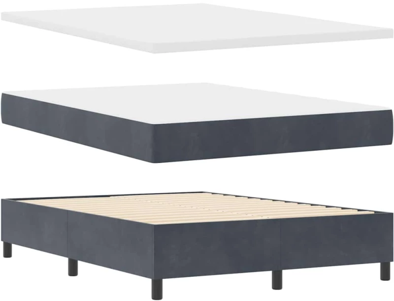 κρεβάτι Box Spring με στρώμα & LED vidaXL Σκούρο Γκρι 160x200 εκ Βελούδο