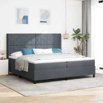 vidaXL Κρεβάτι Box Spring με Στρώμα & LED Σκούρο Γκρι 200x200 εκ. Βελούδο