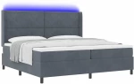 vidaXL Κρεβάτι Box Spring με Στρώμα & LED Σκούρο Γκρι 200x200 εκ. Βελούδο