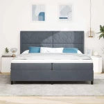 vidaXL Κρεβάτι Box Spring με Στρώμα & LED Σκούρο Γκρι 200x200 εκ. Βελούδο