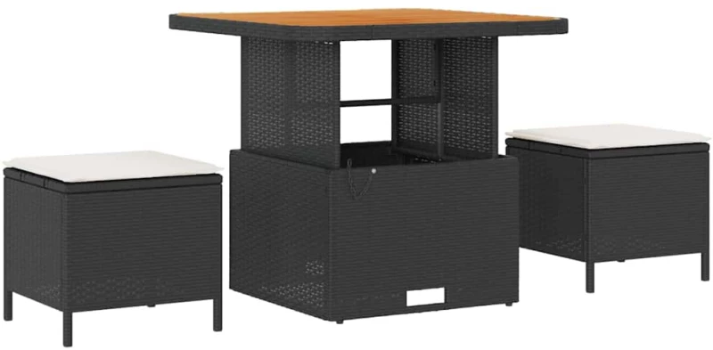 vidaXL 9 κομματιών Garden Sofa Set με μαξιλάρια. Μαύρο Πολυ Ράτταν.