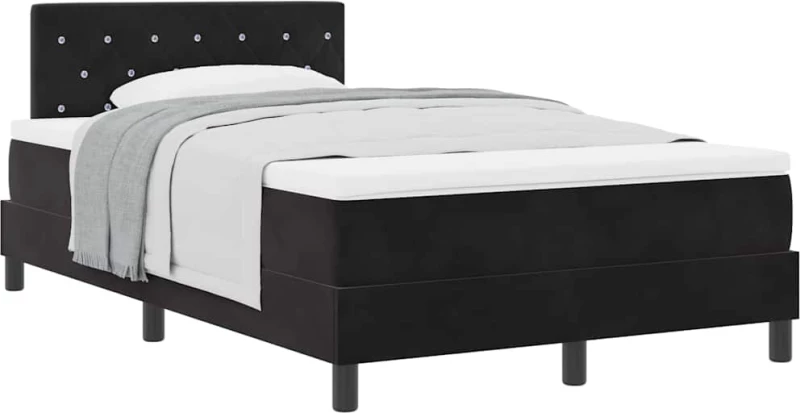 Κρεβάτι Box Spring vidaXL με Στρώμα Μαύρο 120x200 εκ. Βελούδο