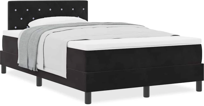Κρεβάτι Box Spring vidaXL με Στρώμα Μαύρο 120x200 εκ. Βελούδο