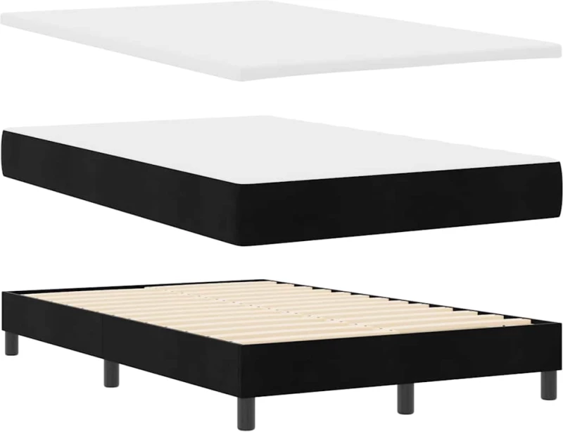 Κρεβάτι Box Spring vidaXL με Στρώμα Μαύρο 120x200 εκ. Βελούδο