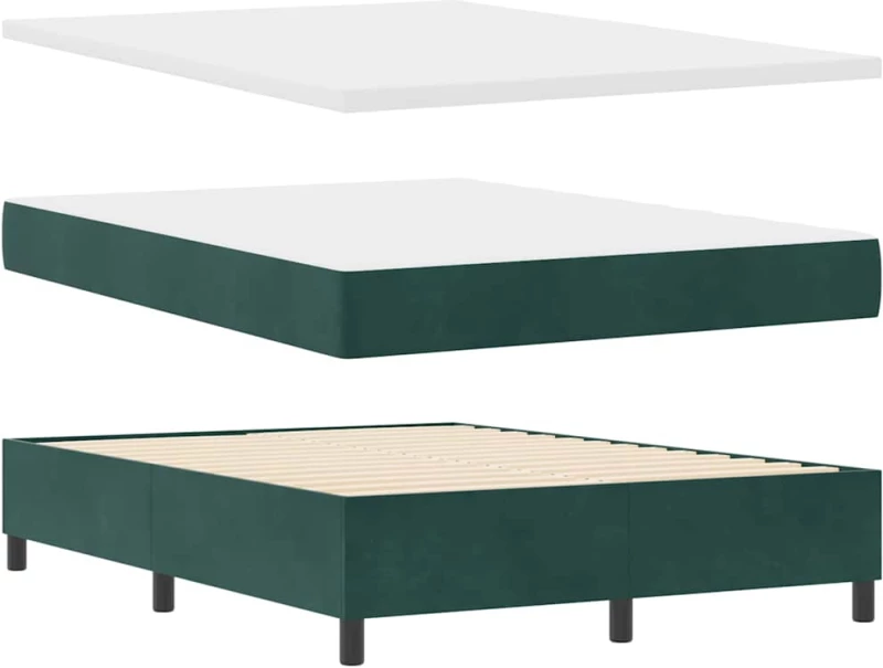 κρεβάτι box spring vidaXL με στρώμα σκούρο πράσινο 140x190 εκ. βελούδο