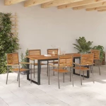 vidaXL Σετ Τραπεζαρίας Κήπου 7 pcs Γκρι 200 x 90 x 75 cm Μέταλλο, ξύλο