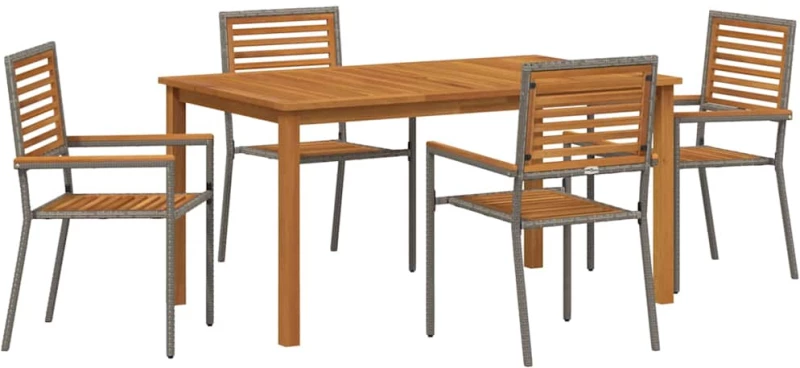 vidaXL Σετ Εξωτερικής Τραπεζαρίας 5 pcs Γκρι 150 x 90 x 74 cm