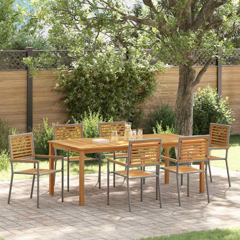 vidaXL Σετ Τραπεζαρίας Κήπου 7 pcs Γκρι 200 x 100 x 74 cm